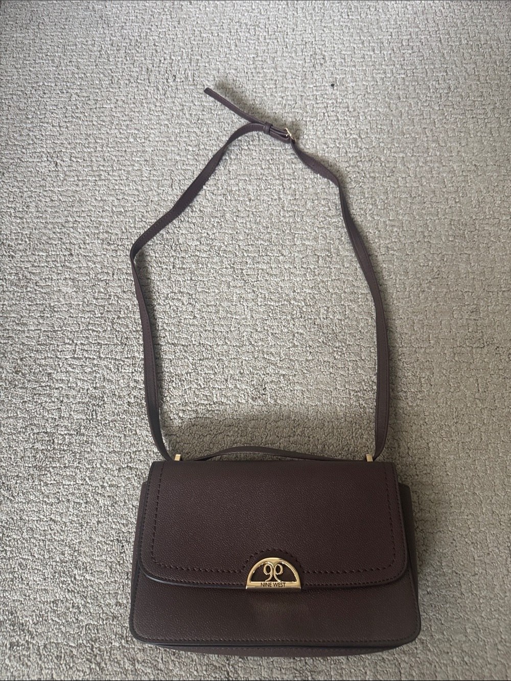 Nine West dark chocolate brown crossbody faux snap closure